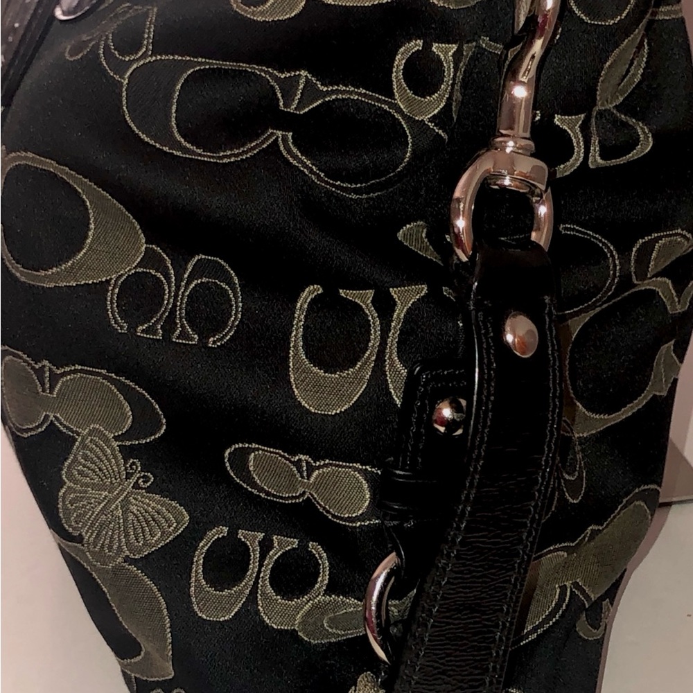 PREOWNED Coach Rare ASHLEY Black/Gray Shoulder Bag w/ Signature Monogram F18008P - Picture 5 of 13